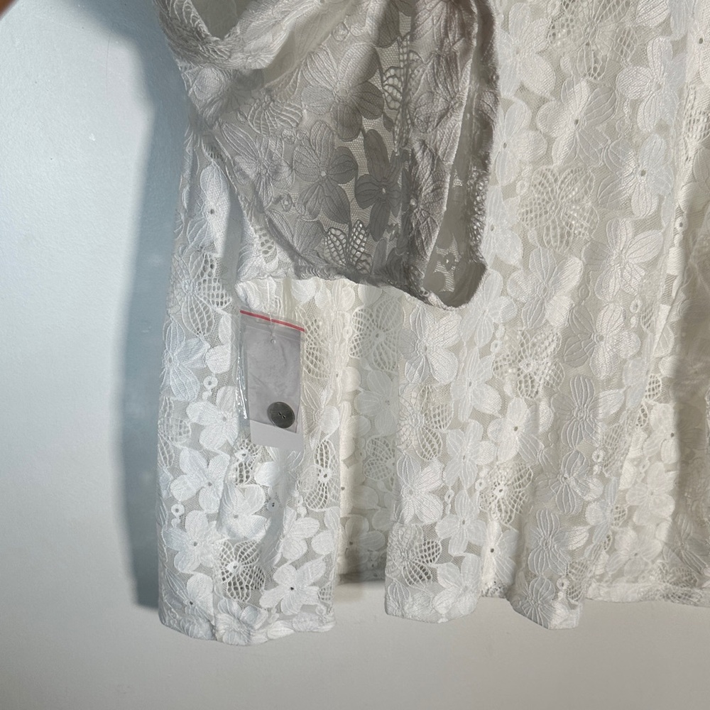 Harper 241 White Floral Lace Cardigan Cover Up Boho Plus Size 3X Chic - Picture 8 of 10